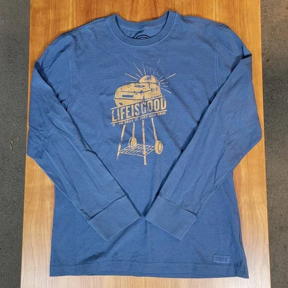NWT Life Is Good Darkest Blue Men's Crusher L/S Vintage Grill Tee - M - Picture 3 of 10